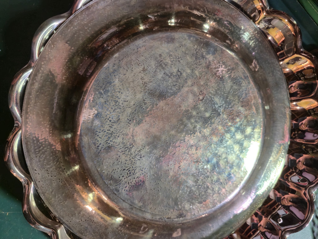 Engraved silver plated and brass tableware set - image 3 of 13