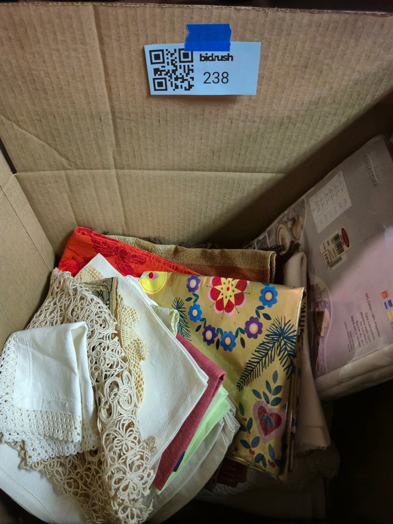 Box of assorted linens and fabrics - image 1 of 3