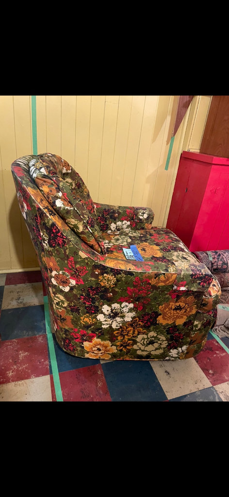 Vintage Small & Boyes floral swivel armchair - image 4 of 9