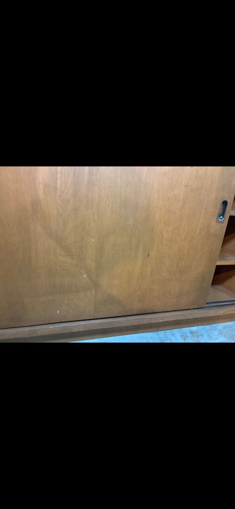 Wooden cabinet with sliding doors and shelves - image 7 of 9