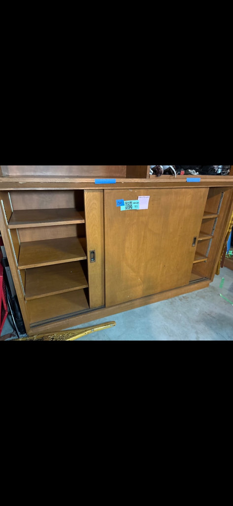 Wooden cabinet with sliding doors and shelves - image 1 of 9
