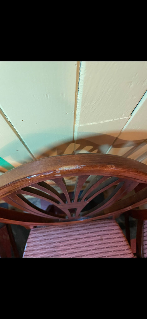 Four carved wooden dining chairs with rose upholstery - image 10 of 12