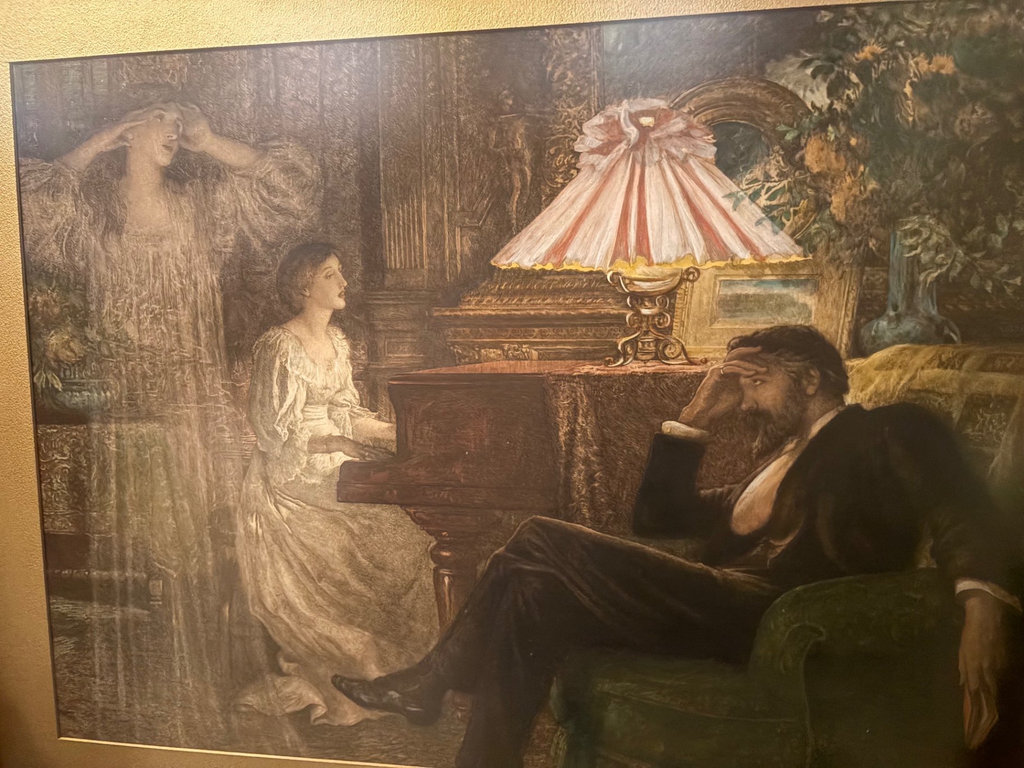 Ornate Framed artwork depicting figures at a piano - image 1 of 6