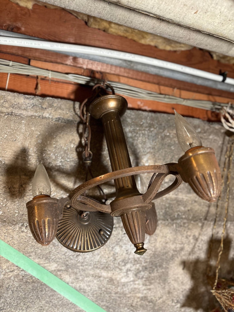 Antique Brass 3-Arm Chandelier - image 1 of 5