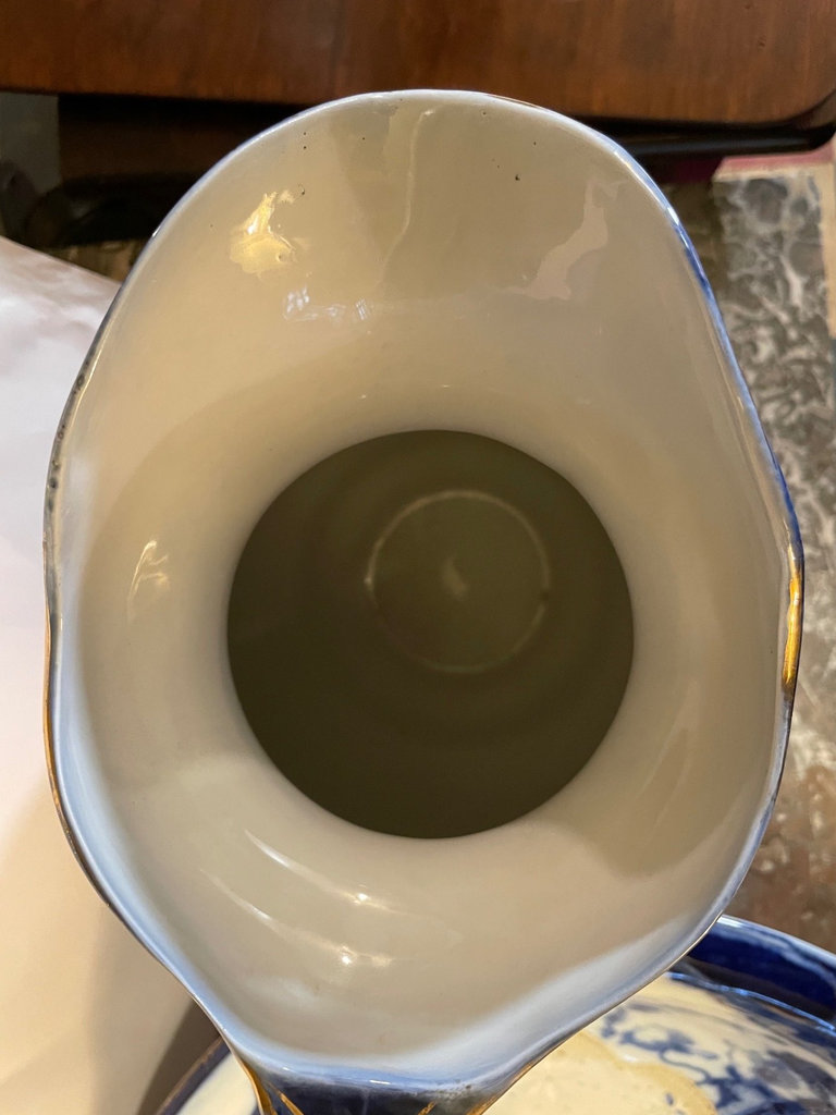 Antique Wash Jug & Basin w Gilt by Woods & Sons England - image 4 of 13