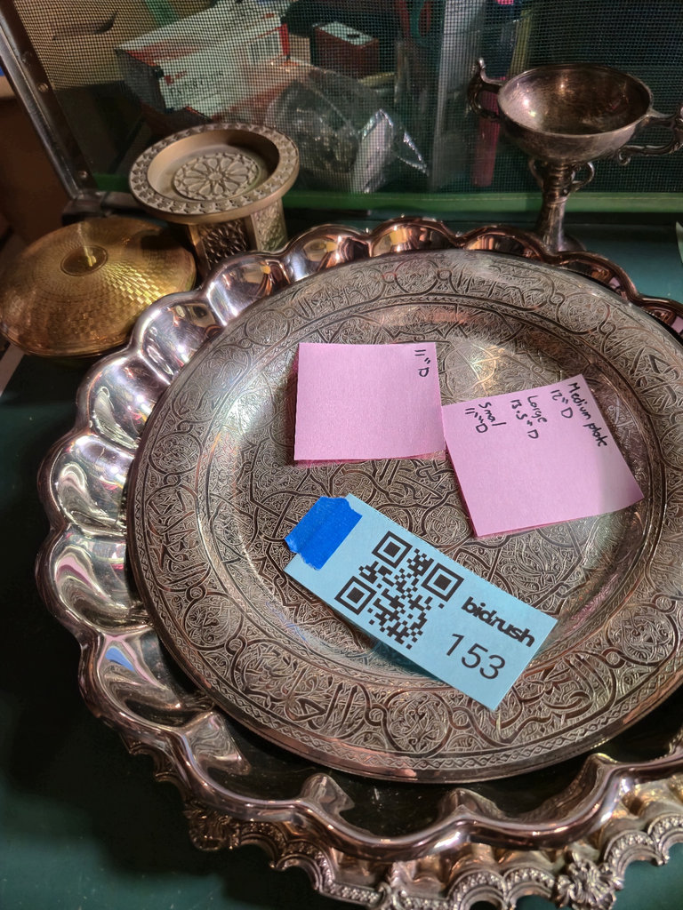 Engraved silver plated and brass tableware set - image 1 of 13