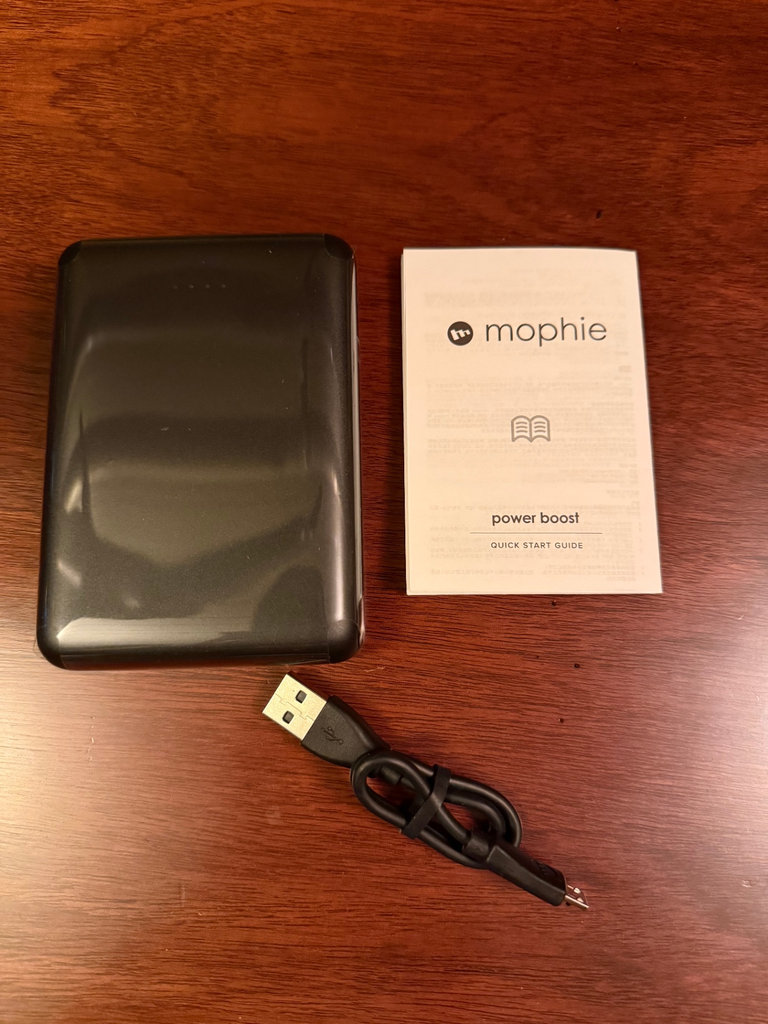 HP Monitor, Keyboard, Mophie Power Bank and Accessories on Shelf - image 1 of 5
