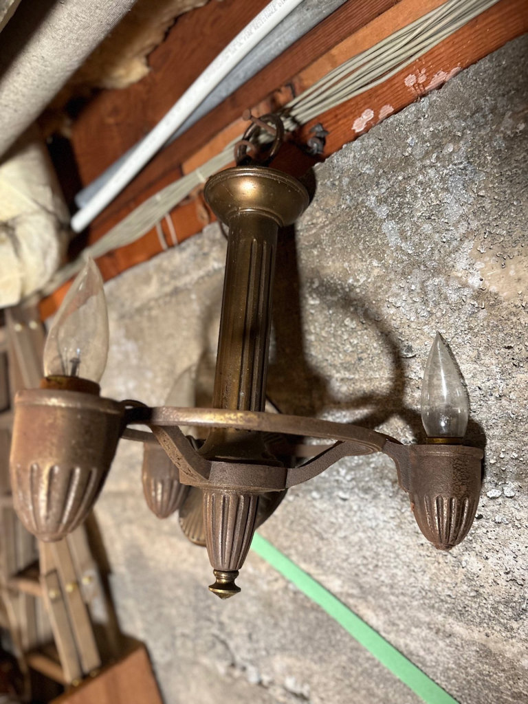 Antique Brass 3-Arm Chandelier - image 4 of 5