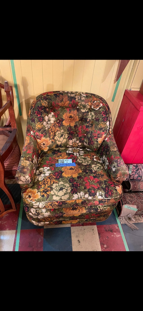 Vintage Small & Boyes floral swivel armchair - image 1 of 9