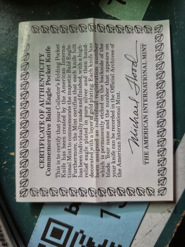 Passport cover, wallets, gloves, and collectible eagle pocket knife with certificate - image 4 of 5