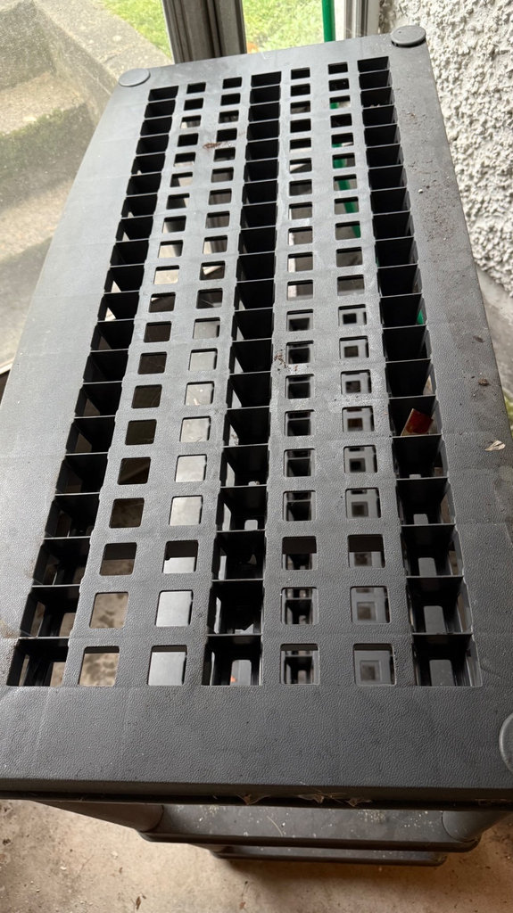 Three-tier perforated-grid shelving unit - image 1 of 3
