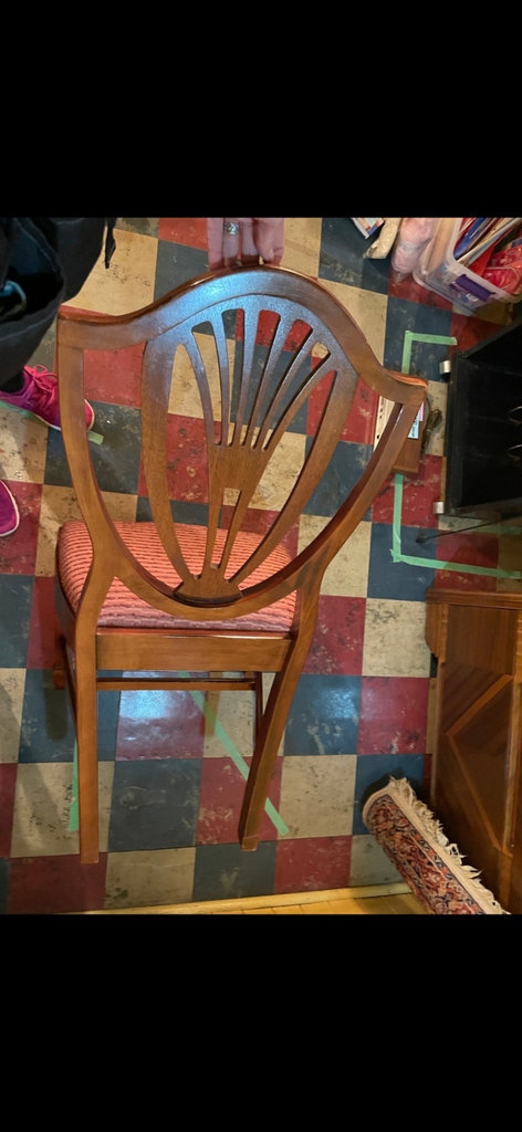 Four carved wooden dining chairs with rose upholstery - image 7 of 12
