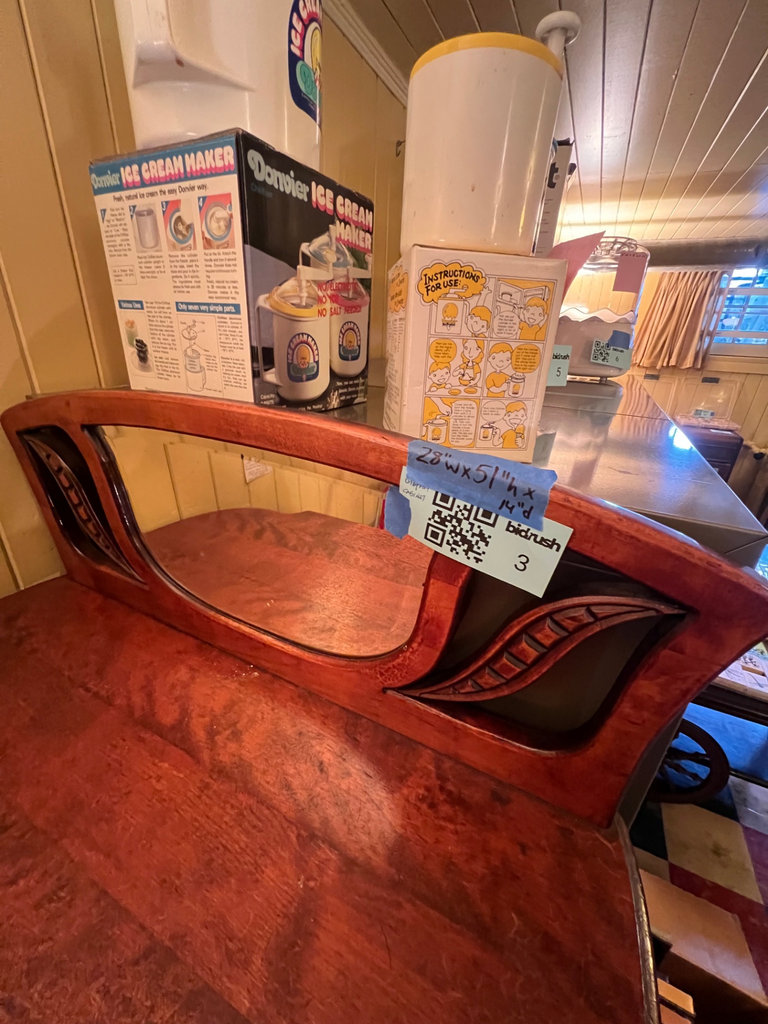 Antique Victorian mahogany etagere 3-tier shelf with beveled mirror and curved legs - image 2 of 12