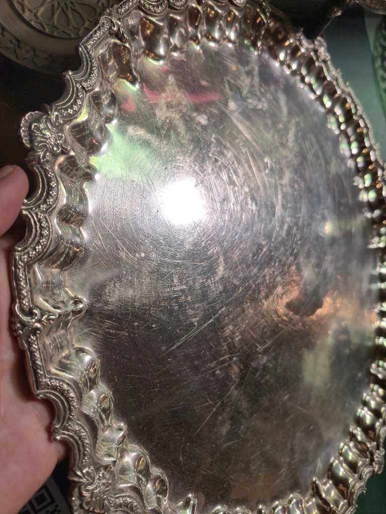 Engraved silver plated and brass tableware set - image 6 of 13