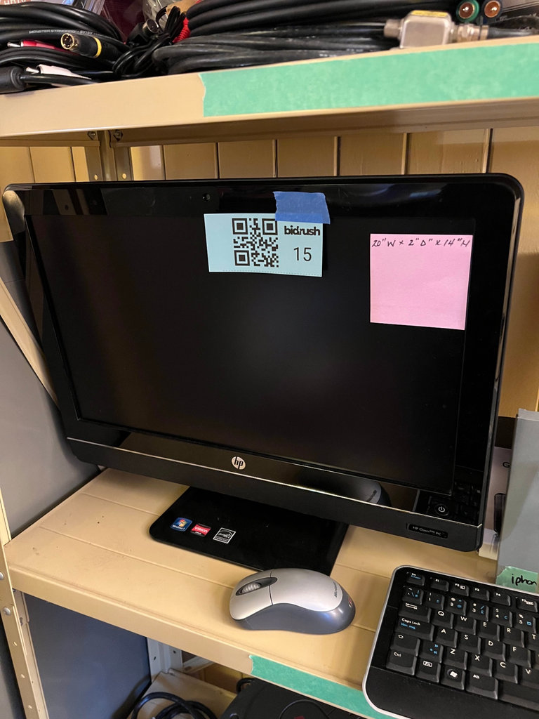 HP Monitor, Keyboard, Mophie Power Bank and Accessories on Shelf - image 4 of 5