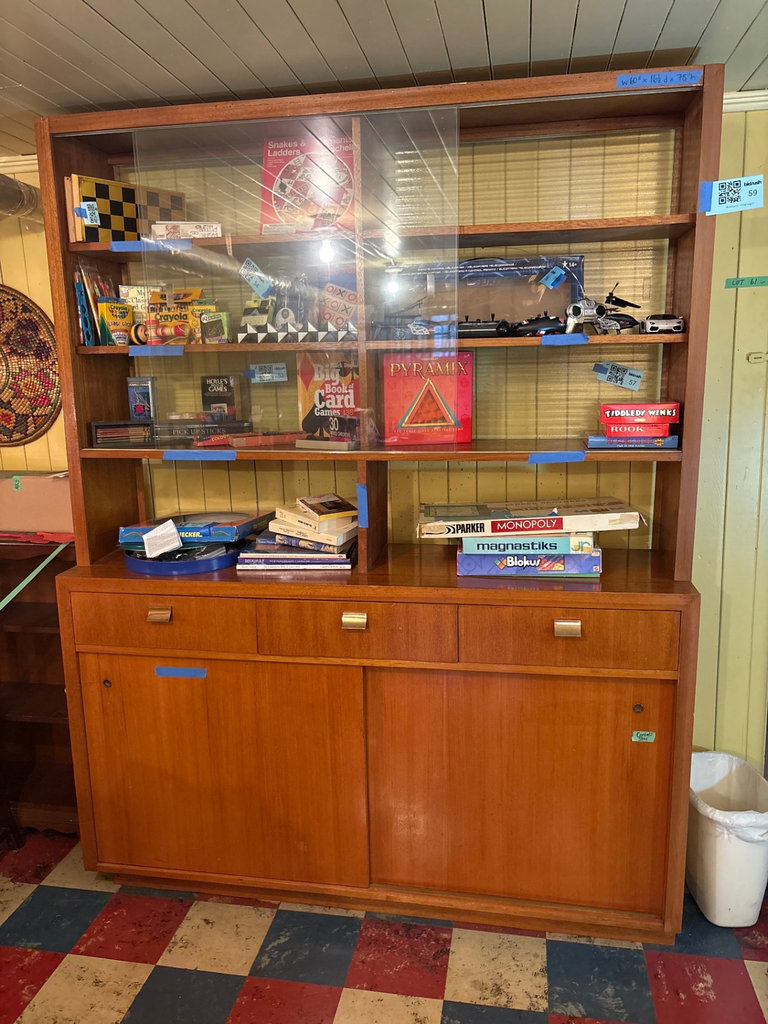 Mid-Century style display cabinet w glass upper section & lower storage - image 1 of 8