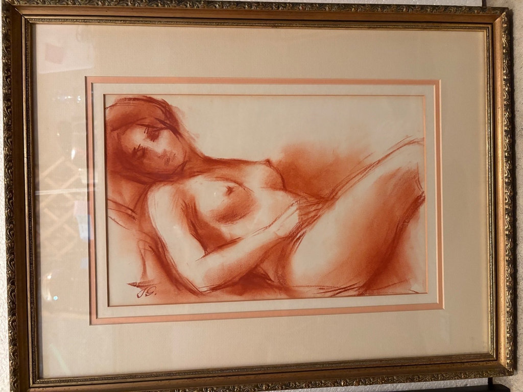 Framed Porsche 930 Turbo, nude figure drawing and empty frame - image 2 of 12