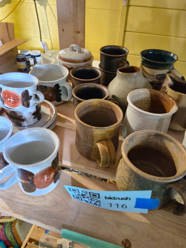 Assorted handmade ceramic mugs and pitcher - image 1 of 7