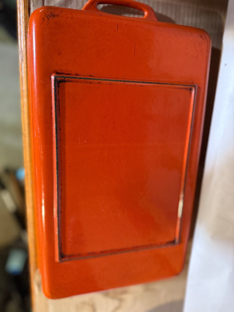 Vintage COPCO Danish Burnt orange enamel casserole dish with handles - image 7 of 10