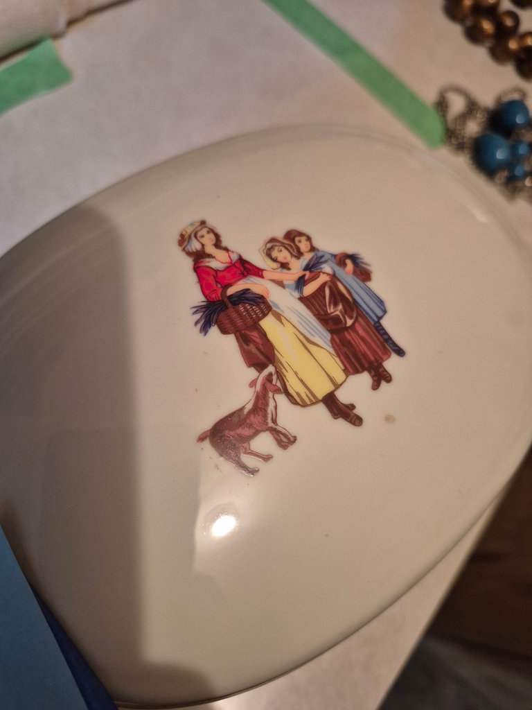 Vintage perfume bottle, ceramic lidded box, and floral ashtray - image 5 of 9