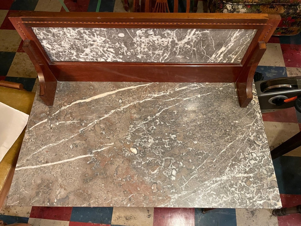 Antique Mahogany Wash Stand with Marble Top & Back - image 3 of 11