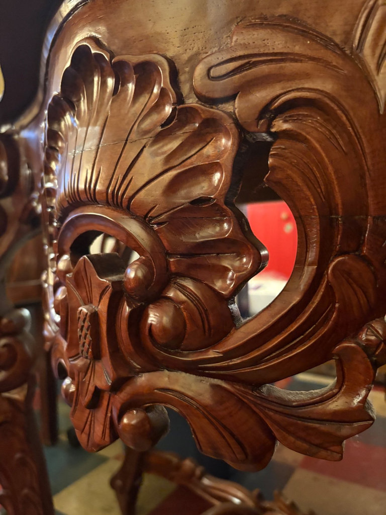 Ornate Rococo-Style Carved Wooden Console Table - image 2 of 7