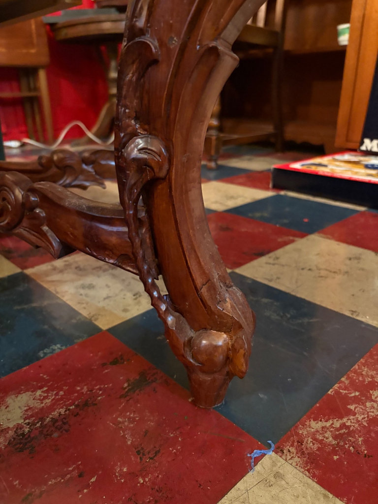 Ornate Rococo-Style Carved Wooden Console Table - image 4 of 7