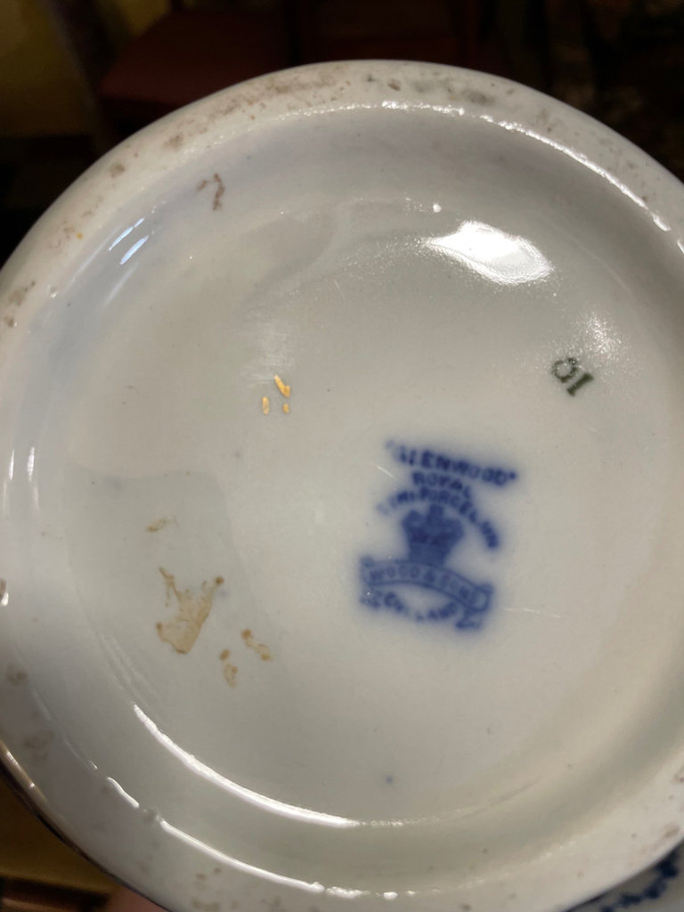 Antique Wash Jug & Basin w Gilt by Woods & Sons England - image 8 of 13
