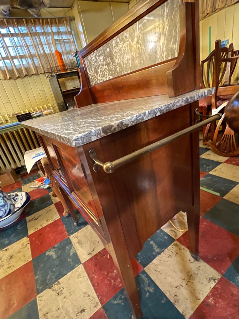Antique Mahogany Wash Stand with Marble Top & Back - image 7 of 11