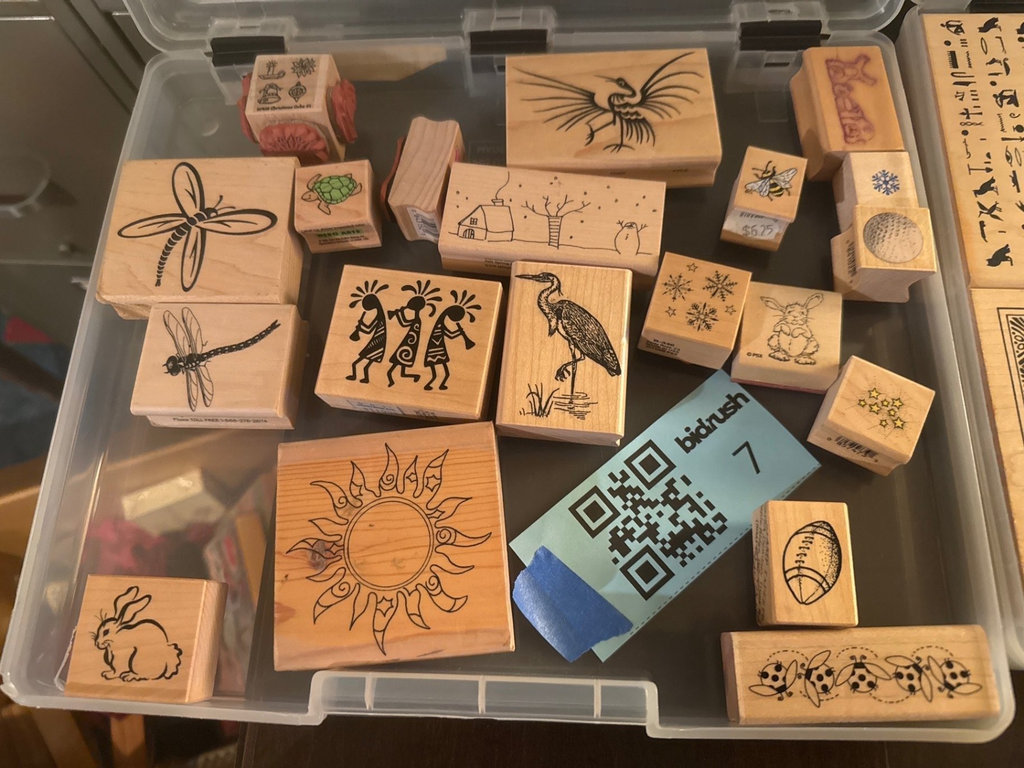 Assorted wooden rubber stamps 1 - image 1 of 4