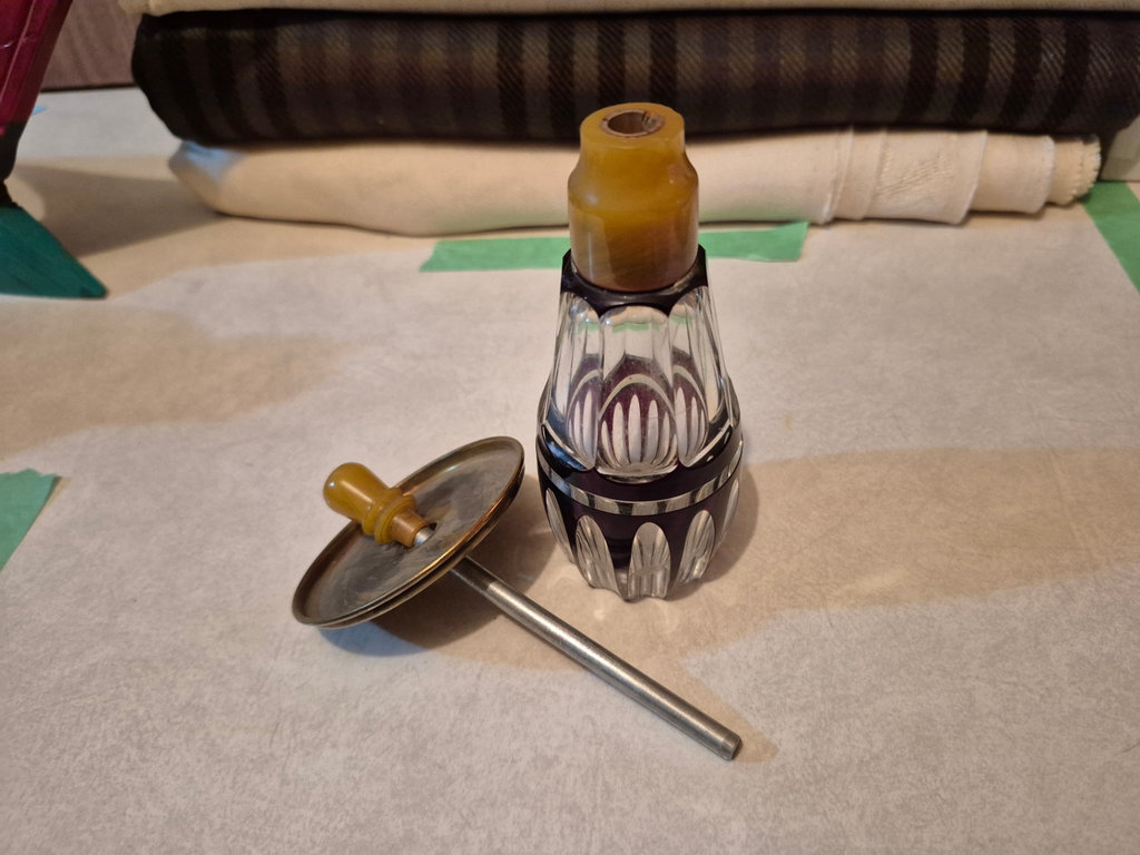 Vintage perfume bottle, ceramic lidded box, and floral ashtray - image 2 of 9