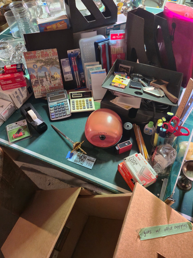 Assorted office supplies and an ornate small sword - image 1 of 6