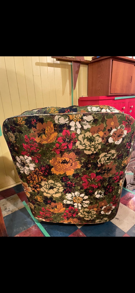 Vintage Small & Boyes floral swivel armchair - image 7 of 9