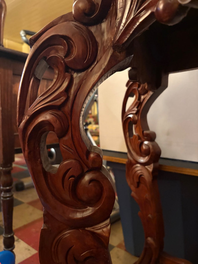 Ornate Rococo-Style Carved Wooden Console Table - image 3 of 7