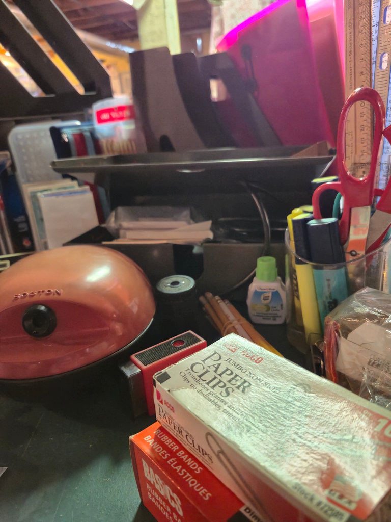 Assorted office supplies and an ornate small sword - image 2 of 6