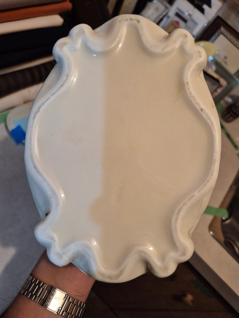 Vintage perfume bottle, ceramic lidded box, and floral ashtray - image 6 of 9