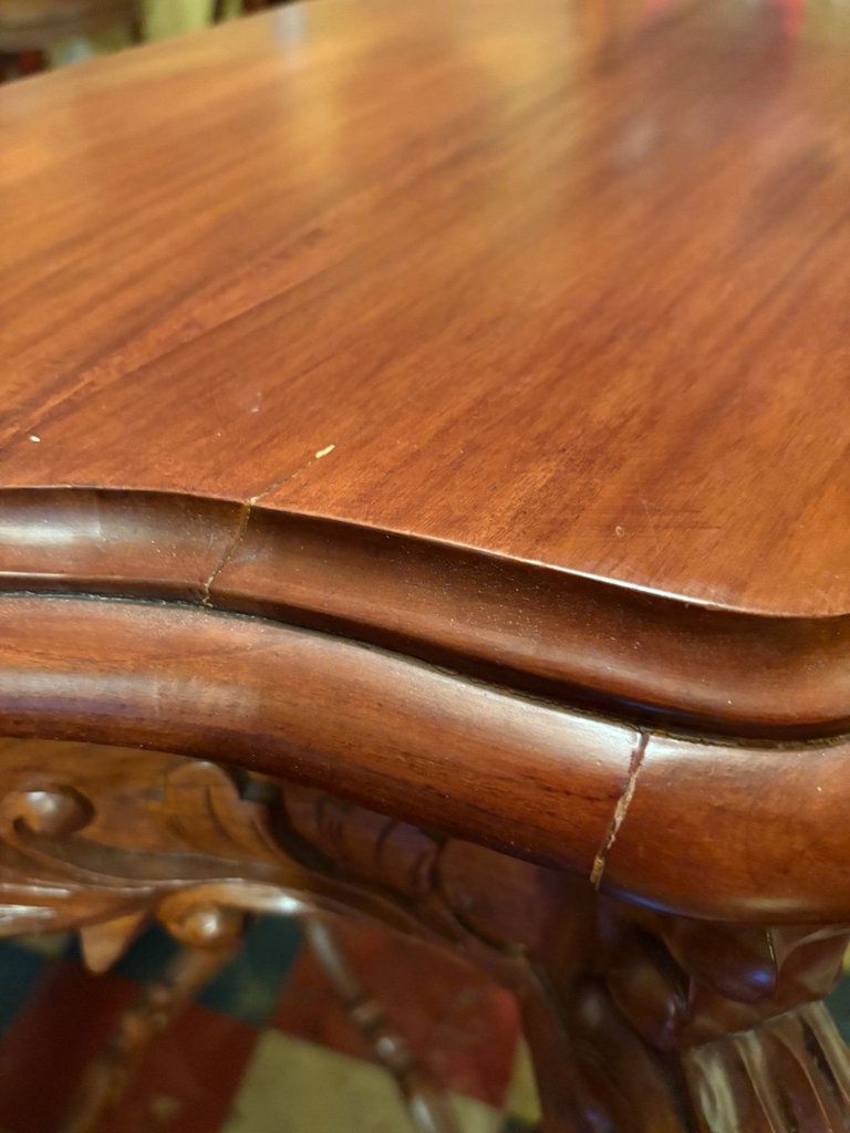 Ornate Rococo-Style Carved Wooden Console Table - image 5 of 7