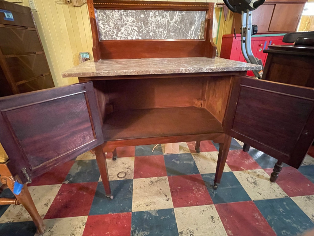 Antique Mahogany Wash Stand with Marble Top & Back - image 6 of 11