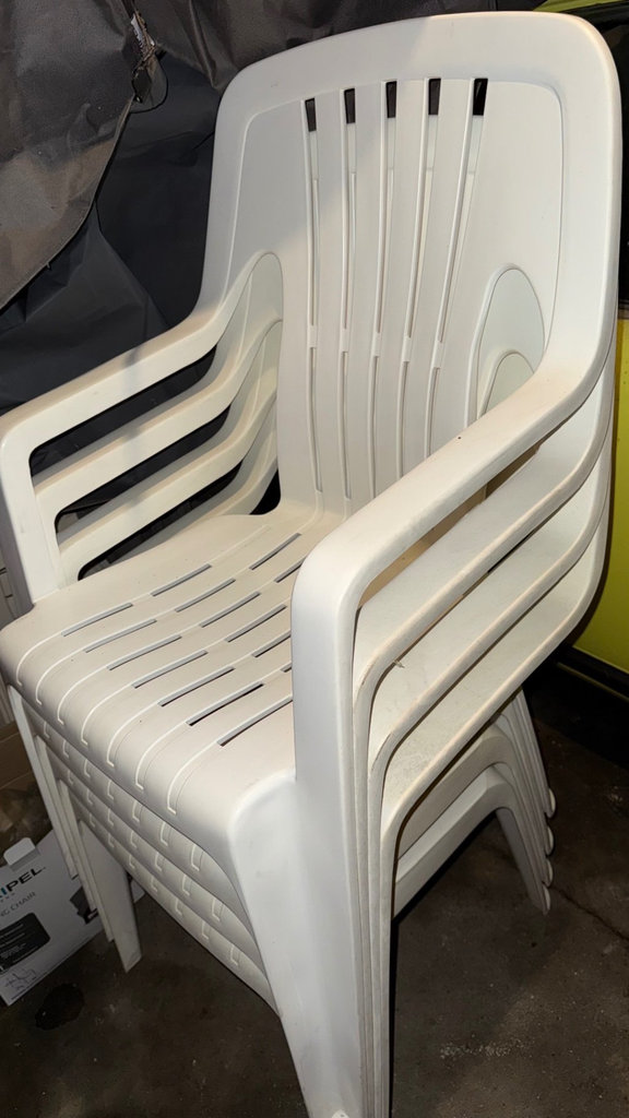 Stackable White Plastic Chairs with cover - image 3 of 6