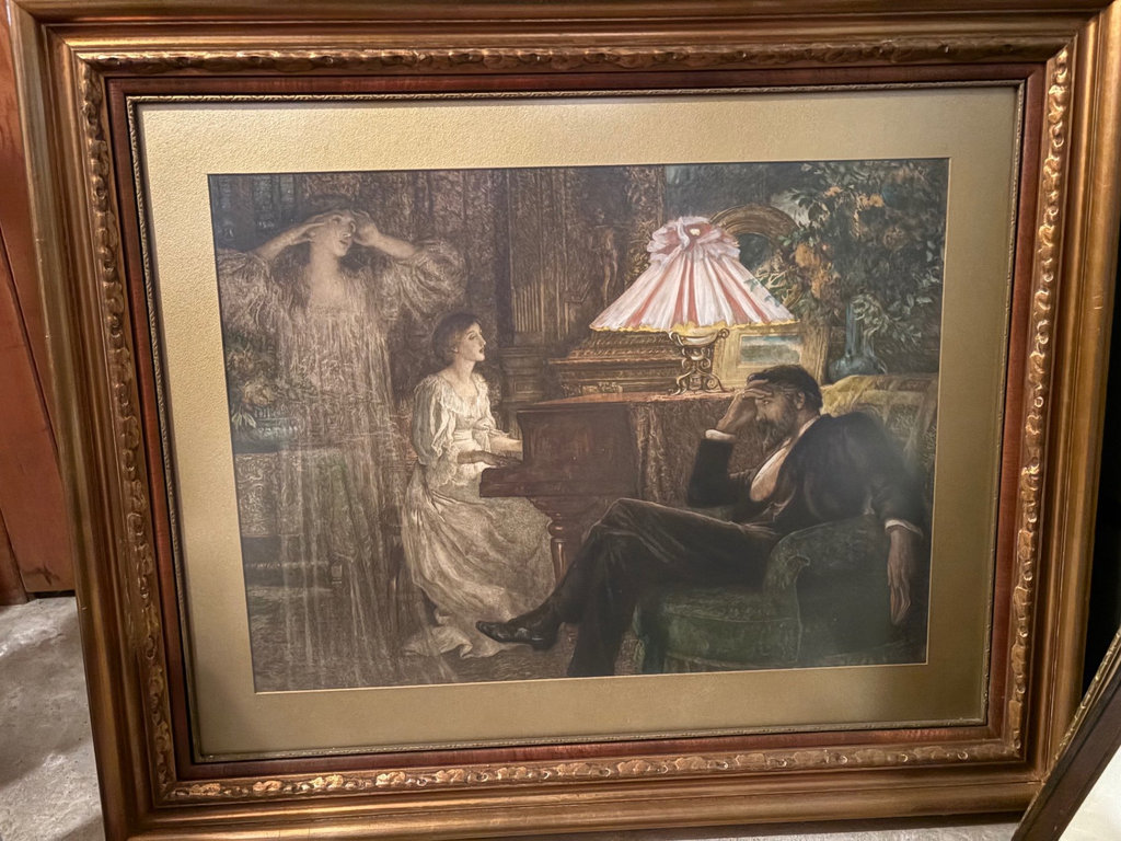 Ornate Framed artwork depicting figures at a piano - image 2 of 6