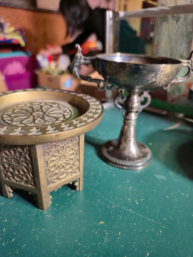 Engraved silver plated and brass tableware set - image 13 of 13