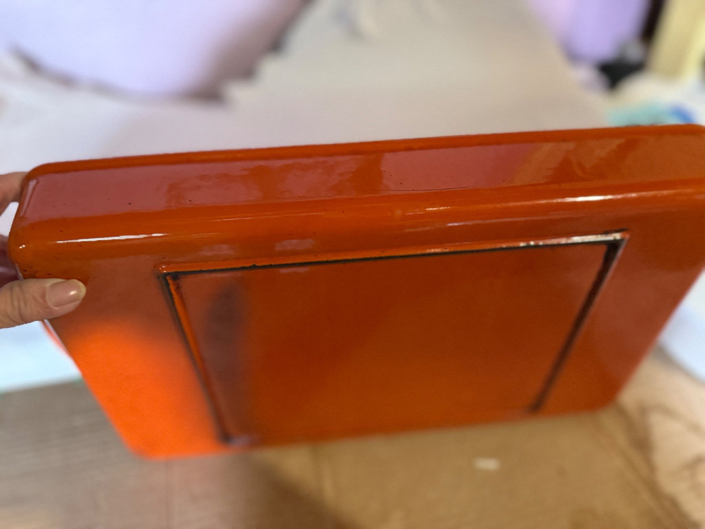 Vintage COPCO Danish Burnt orange enamel casserole dish with handles - image 6 of 10