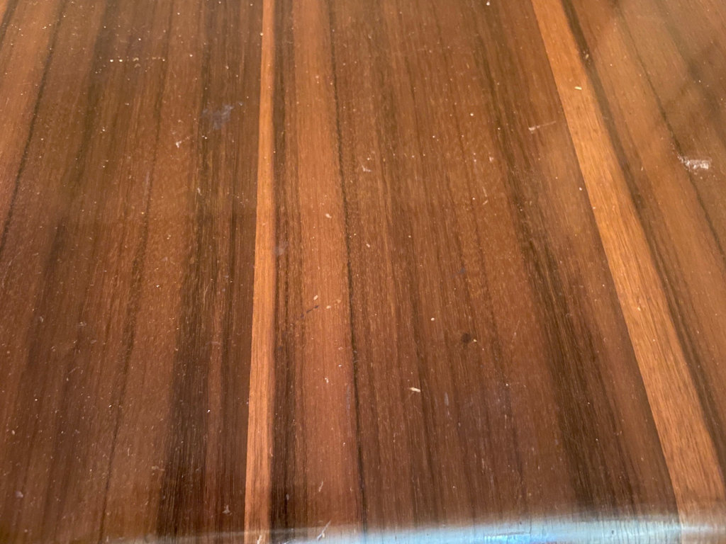 Four-drawer walnut dresser with chevron veneer - image 5 of 13