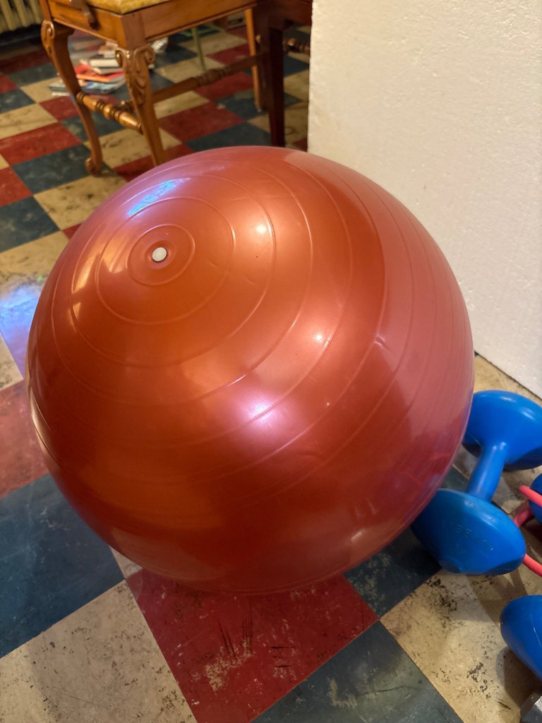 Fitness equipment: exercise ball, weights, and resistance tube - image 2 of 7