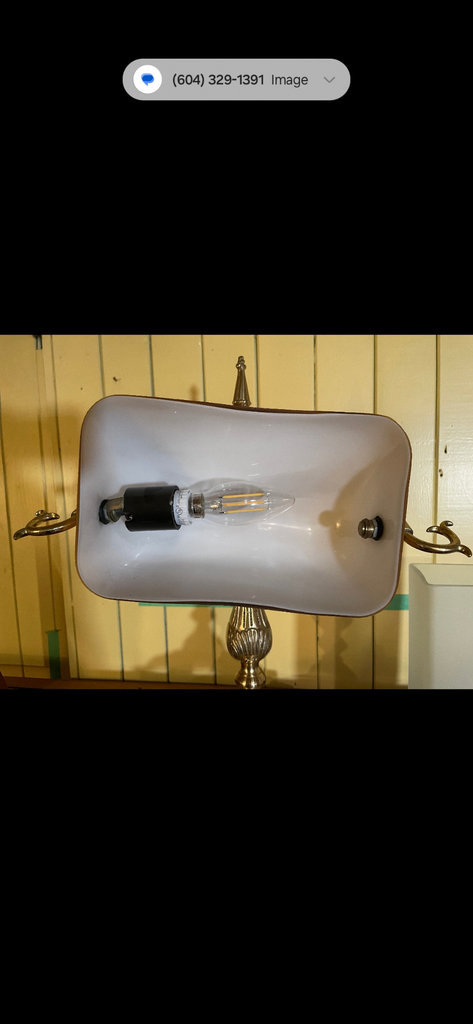 Vintage bankers table lamp with amber shade and frosted shade lamp - image 4 of 11