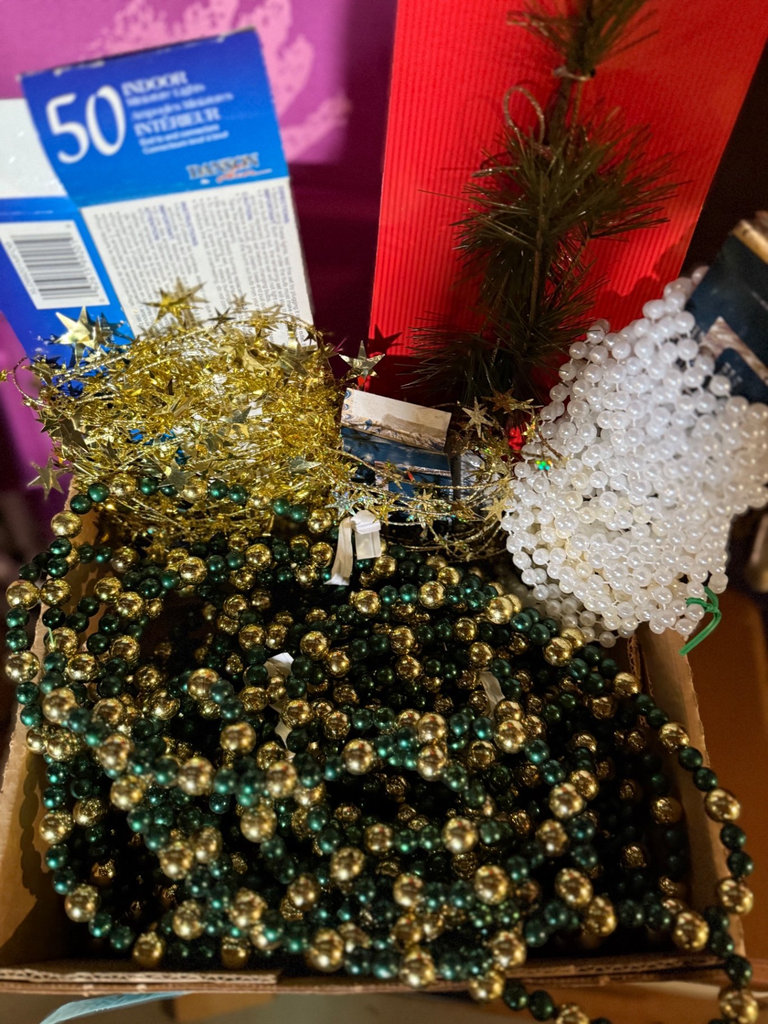 Assorted Christmas bead garlands and small artificial tree - image 1 of 6