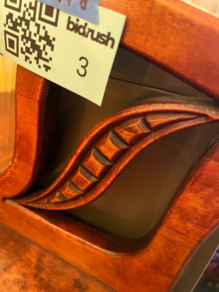 Antique Victorian mahogany etagere 3-tier shelf with beveled mirror and curved legs - image 3 of 12