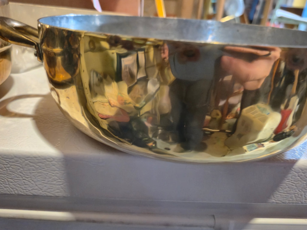 Copper and Brass Fondue Chafing Warming Pan with Lid and Burner Accessories - image 5 of 5