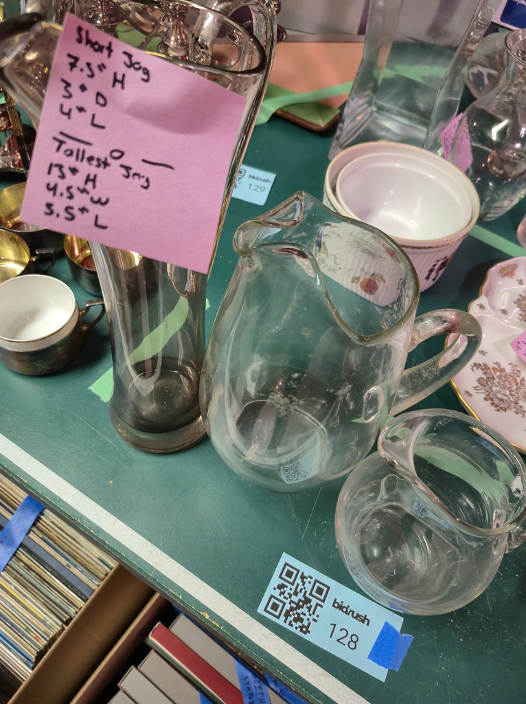 Set of clear glass pitchers and a carafe with assorted glassware - image 2 of 4