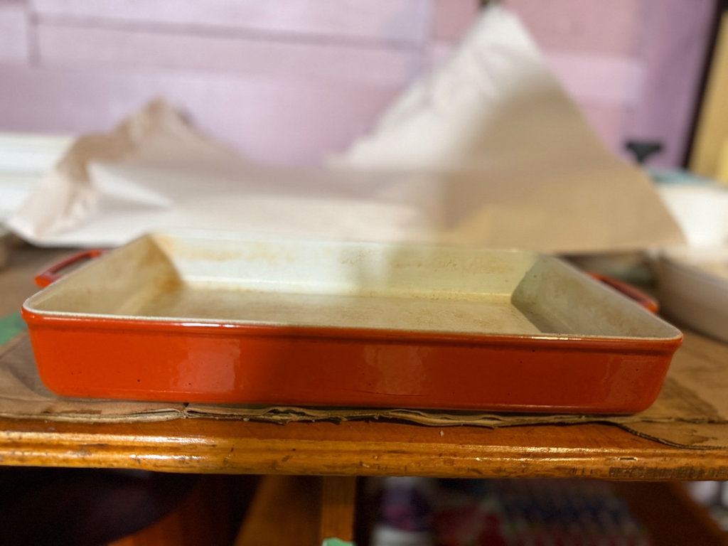 Vintage COPCO Danish Burnt orange enamel casserole dish with handles - image 1 of 10